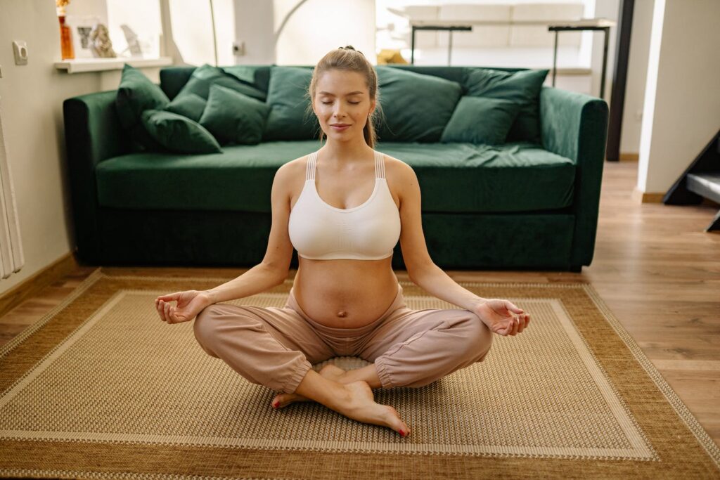 A Pregnant Woman Doing Meditation